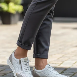 Sneaker brocado Calzados Reno mod. 4503 de Piel en blanco