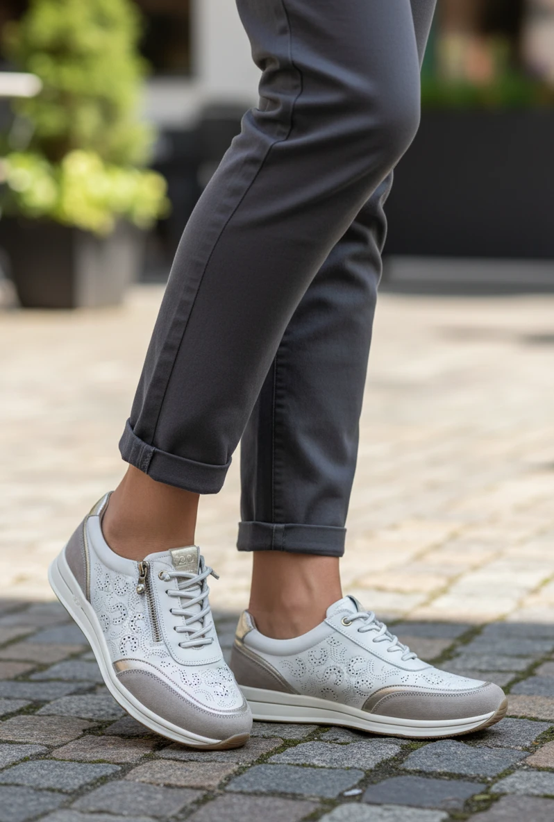 Sneaker brocado Calzados Reno mod. 4503 de Piel en blanco