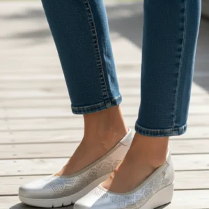 Zapato salón cuña Calzados Reno mod. 4510 de Piel en oro