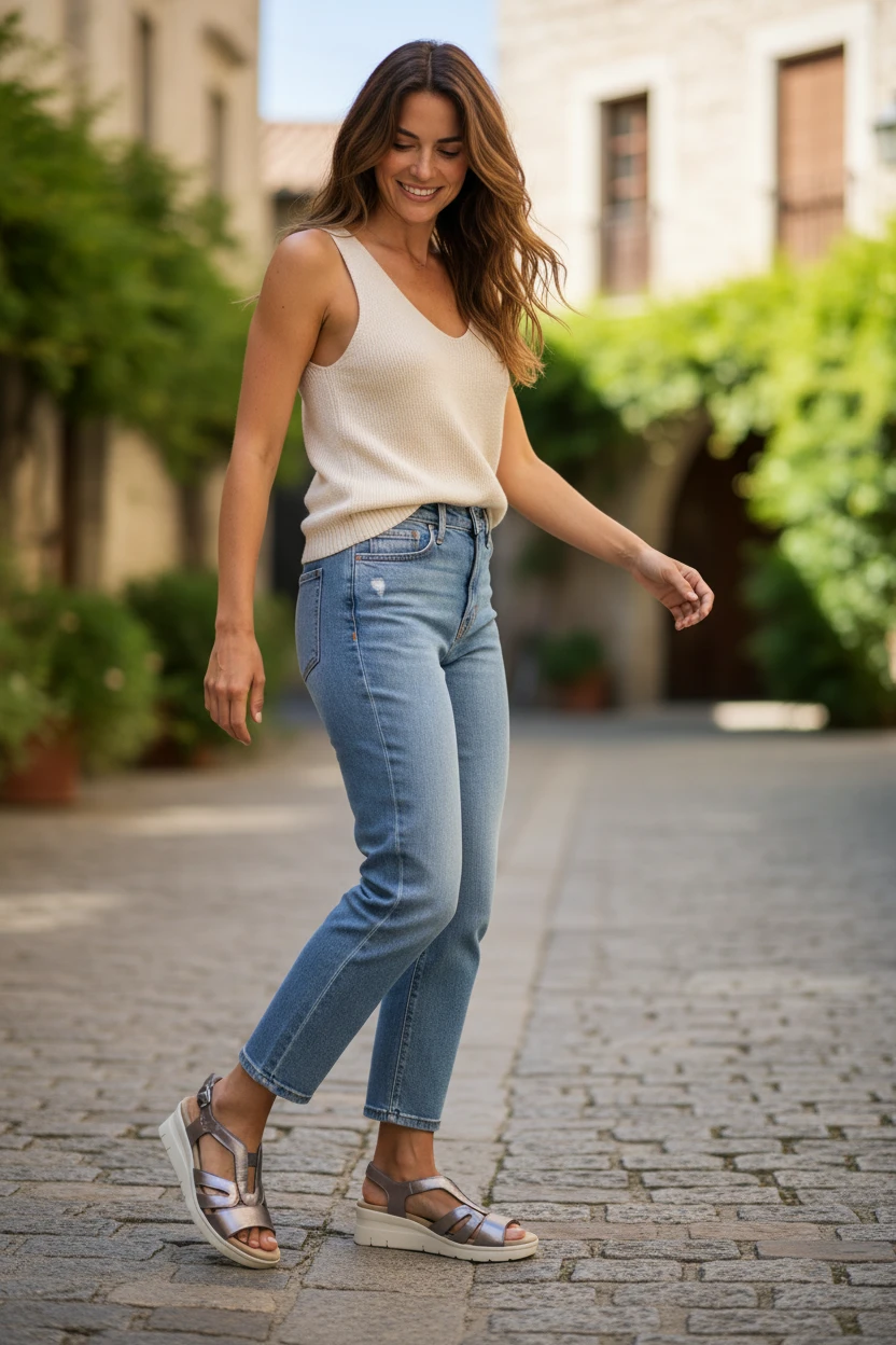 Sandalia plomo Calzados Reno mod. 4518 de Piel en metal