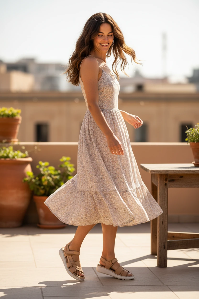 Sandalia extra cushing Calzados Reno mod. L1415 de Piel en cuero