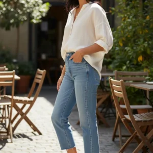 Cangrejera talon abierto 48 Horas mod. 614102 de Piel en azul-marron