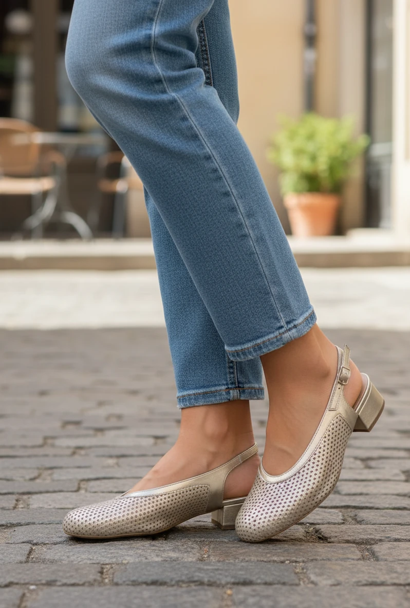 Zapato destalonado Calzados Reno mod. 4035 de Piel en platino