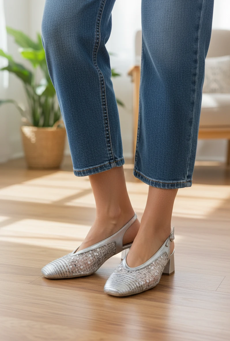 Zapato rejilla destalonado Calzados Reno mod. 5034 de Piel en plata