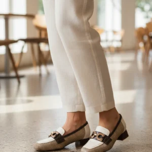 Mocasin adorno Calzados Reno mod. 6022 de Piel en blanco – cuero
