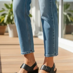 Sandalia tacon plantillas Calzados Reno mod. 111 de Piel en negro