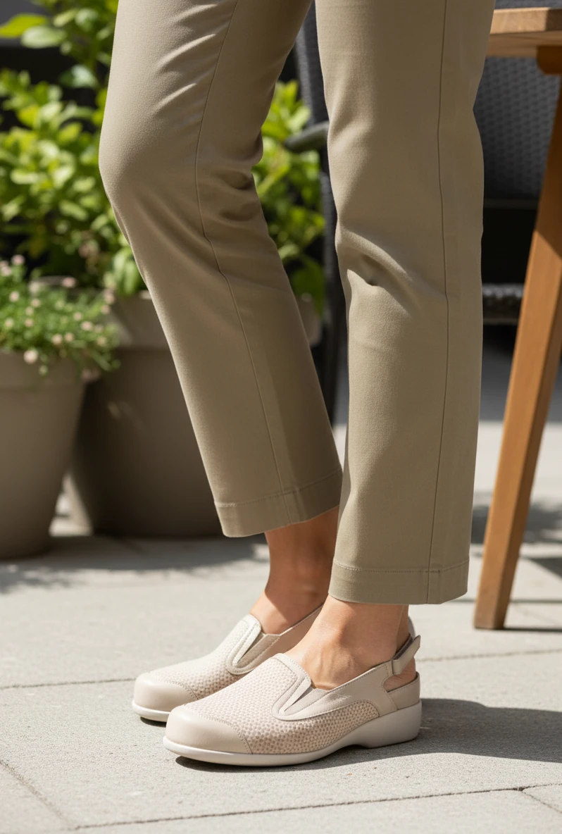 Sandalia terapeutica Calzados Reno mod. 82529 de Piel Napa Elást en beig