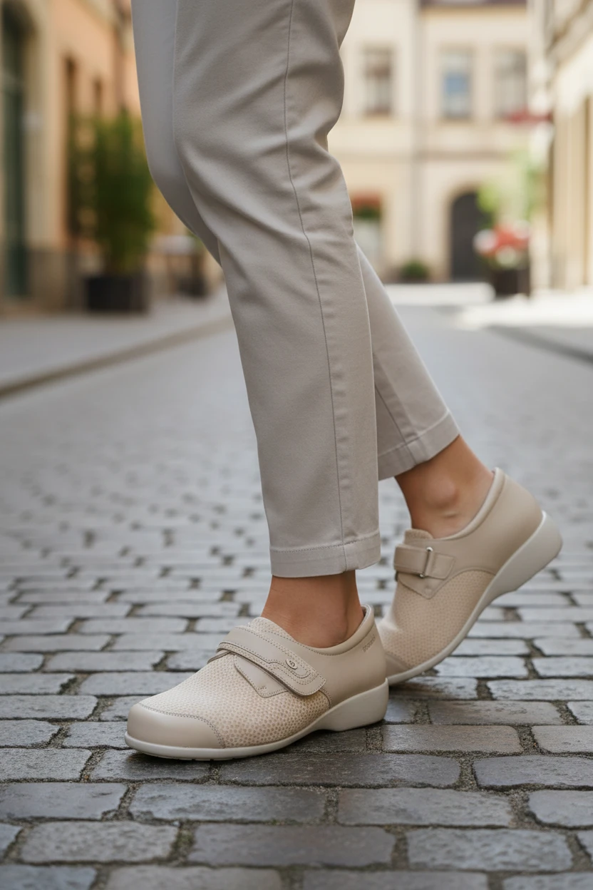 Zapato terapeutico Calzados Reno mod. 82505 de Piel Napa Elást en beig