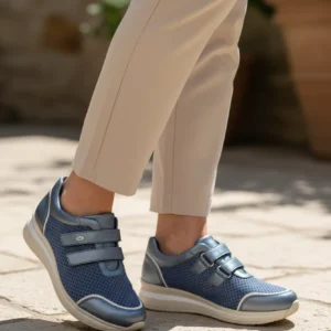 Zapato teraputico Calzados Reno mod. 82544 de Piel Napa Elást en azul marino