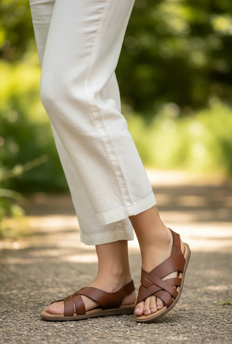 Sandalia vaquetilla Calzados Reno mod. 26361 de Piel en cuero