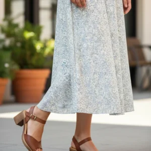 Sandalia tacon cuadrado Calzados Reno mod. 26550 de Piel en cuero