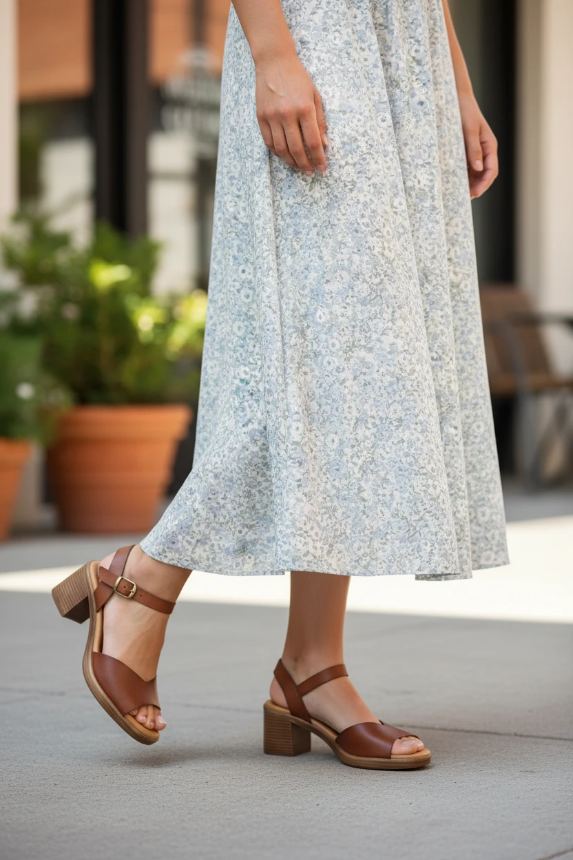 Sandalia tacon cuadrado Calzados Reno mod. 26550 de Piel en cuero