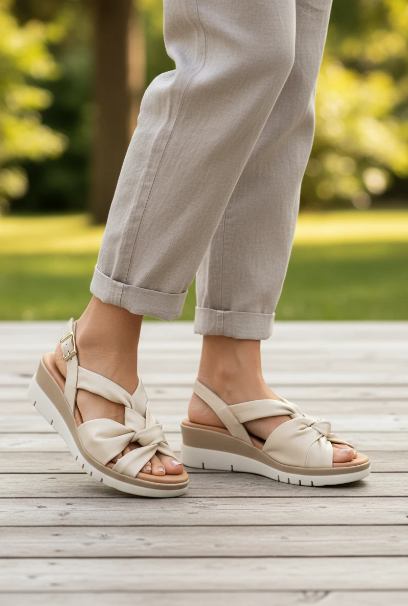 Sandalia nudo Calzados Reno mod. T SOLE de Piel en beig