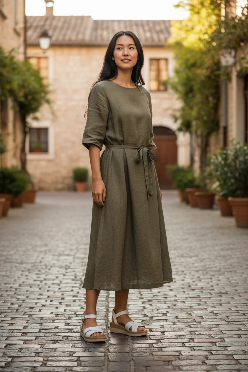 Sandalia cuña media Calzados Reno mod. M3600 de Piel en blanco