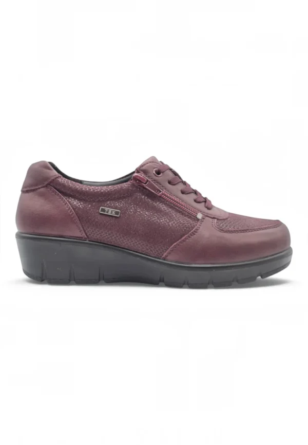 Zapato cordón cómodo negro Calzados Reno mod. 799-2SM de Piel Napa Elást en burdeos