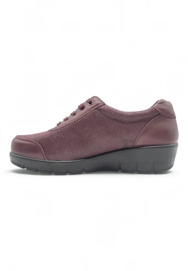 Zapato cordón cómodo negro Calzados Reno mod. 799-2SM de Piel Napa Elást en burdeos - Imagen 3
