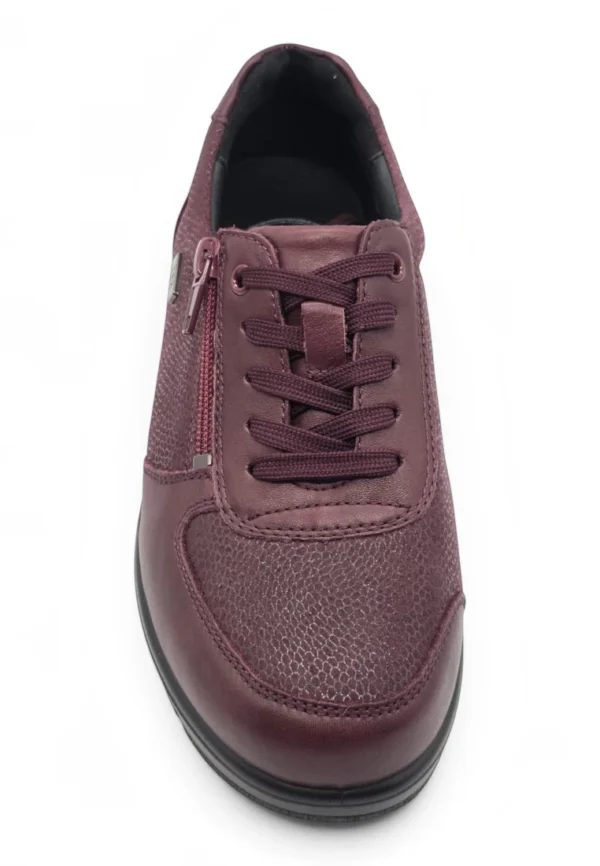 Zapato cordón cómodo negro Calzados Reno mod. 799-2SM de Piel Napa Elást en burdeos - Imagen 4