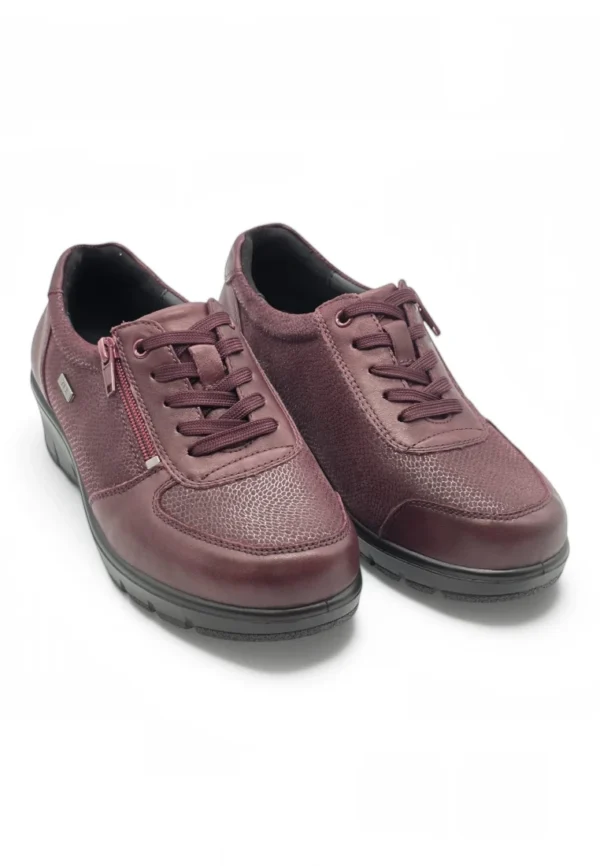 Zapato cordón cómodo negro Calzados Reno mod. 799-2SM de Piel Napa Elást en burdeos - Imagen 5