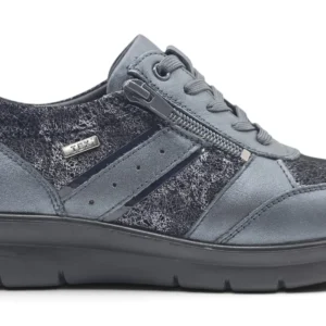 Zapato cordones tex Calzados Reno mod. P-8262L de Piel Napa Elást en azul metalizado