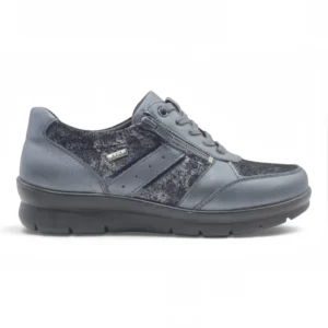 Zapato cordones tex Calzados Reno mod. P-8262L de Piel Napa Elást en azul metalizado