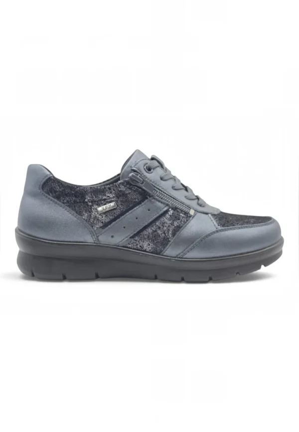 Zapato cordones tex Calzados Reno mod. P-8262L de Piel Napa Elást en azul metalizado