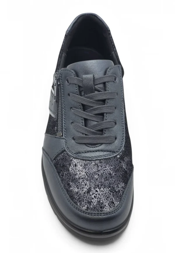 Zapato cordones tex Calzados Reno mod. P-8262L de Piel Napa Elást en azul metalizado - Imagen 4