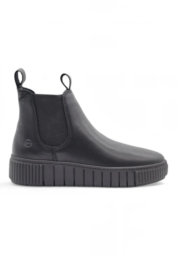 Botin chelsea plataforma Calzados Reno mod. 25403 de Piel en negro