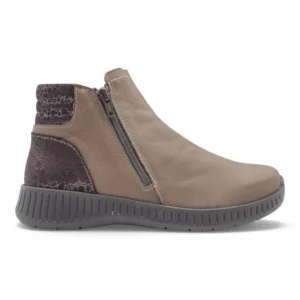 Botin doble cremallera Calzados Reno mod. 3305 de Piel en marron