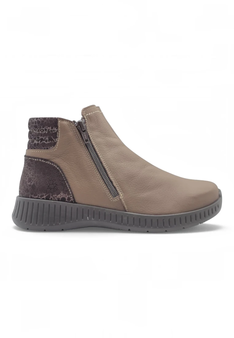 Botin doble cremallera Calzados Reno mod. 3305 de Piel en marron