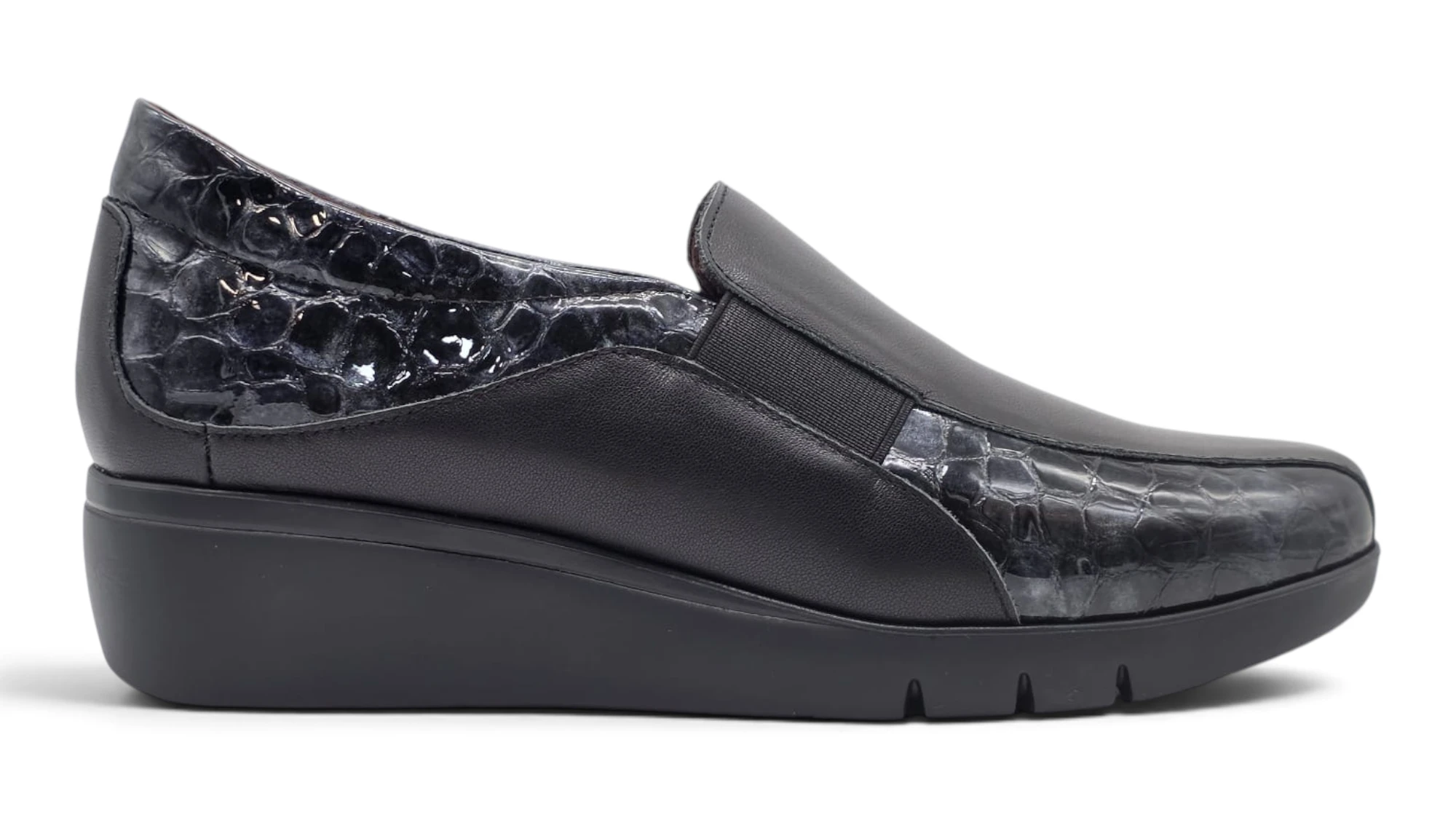 Mocasin cuña cómodo Calzados Reno mod. 4604 de Piel en negro