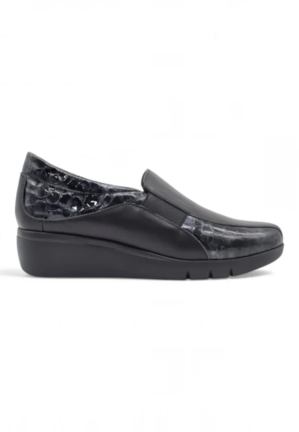 Mocasin cuña cómodo Calzados Reno mod. 4604 de Piel en negro