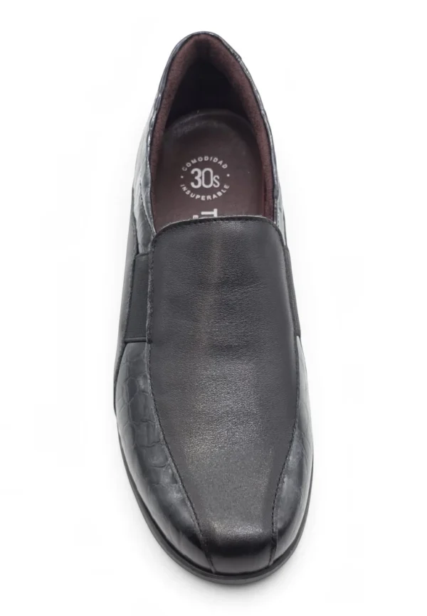 Mocasin cuña cómodo Calzados Reno mod. 4604 de Piel en negro - Imagen 4