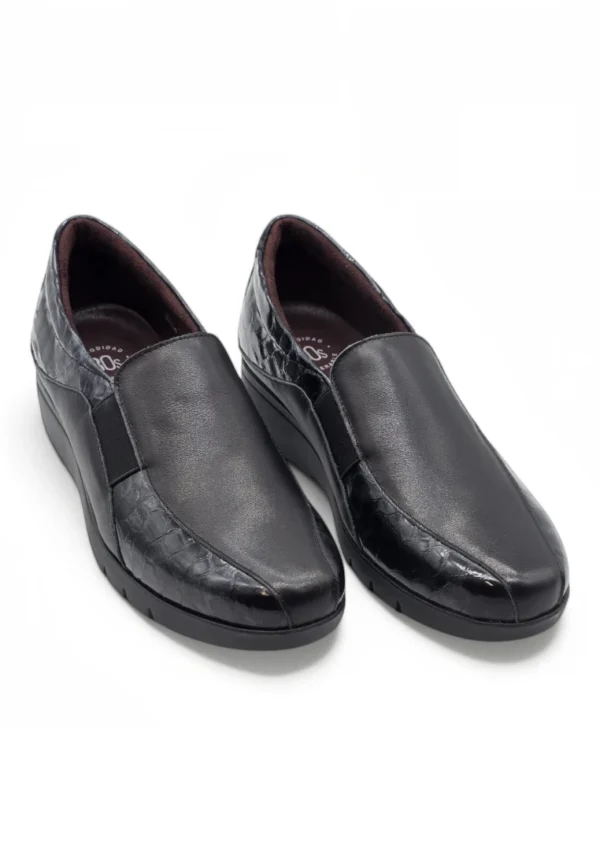 Mocasin cuña cómodo Calzados Reno mod. 4604 de Piel en negro - Imagen 5