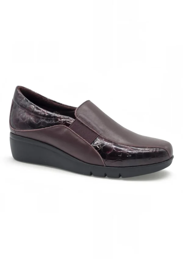 Mocasin cuña confort Calzados Reno mod. 4604 de Piel en burdeos - Imagen 2