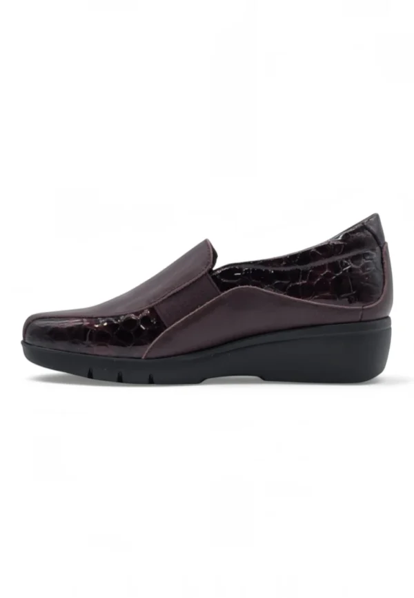 Mocasin cuña confort Calzados Reno mod. 4604 de Piel en burdeos - Imagen 3