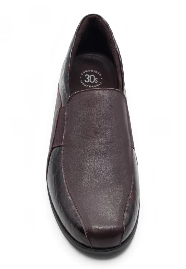 Mocasin cuña confort Calzados Reno mod. 4604 de Piel en burdeos - Imagen 4