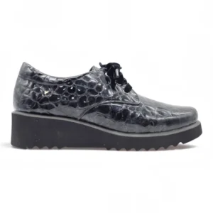 Zapato cordon cuña Calzados Reno mod. 4616 de Charol en gris