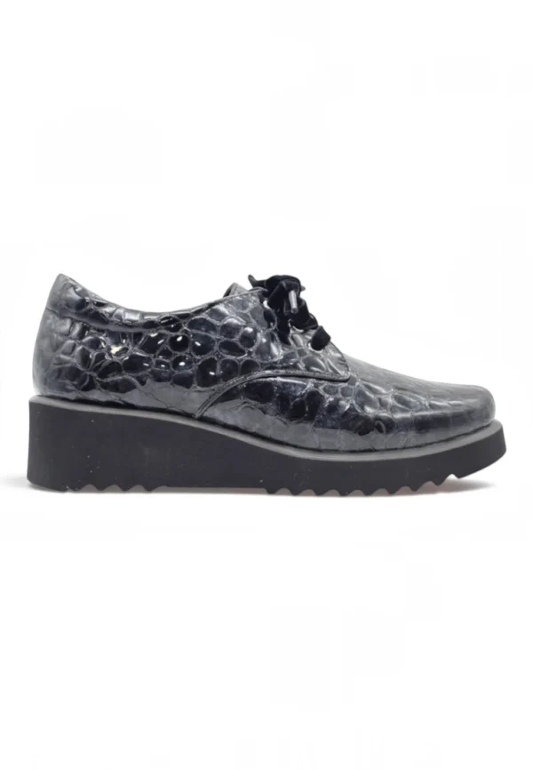Zapato cordon cuña Calzados Reno mod. 4616 de Charol en gris
