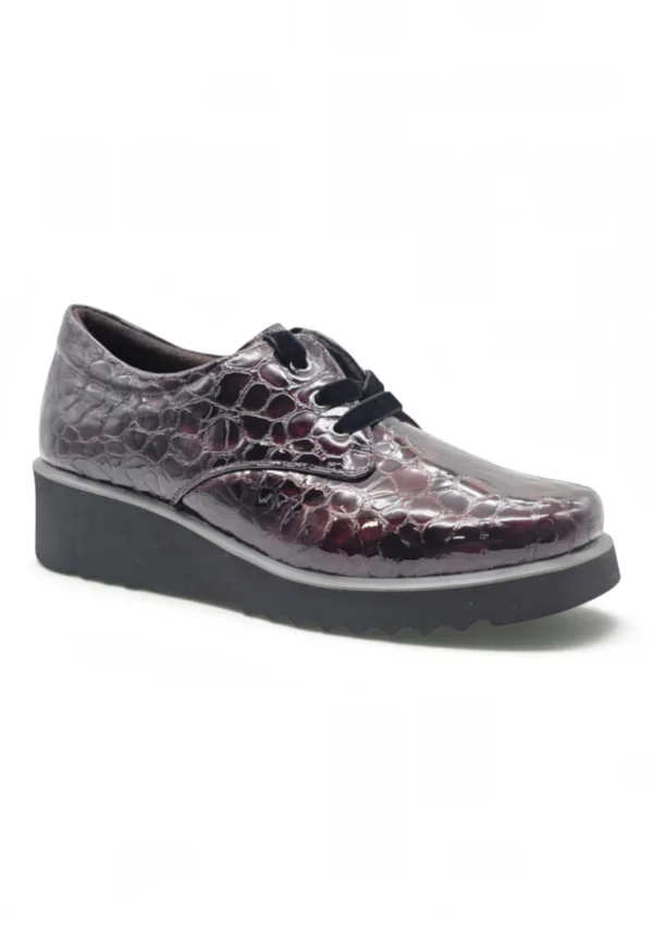 Zapato cordon cuña Calzados Reno mod. 4616 de Charol en burdeos - Imagen 2