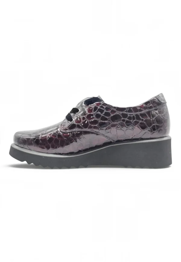 Zapato cordon cuña Calzados Reno mod. 4616 de Charol en burdeos - Imagen 3