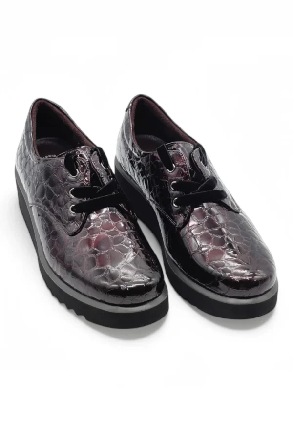 Zapato cordon cuña Calzados Reno mod. 4616 de Charol en burdeos - Imagen 5