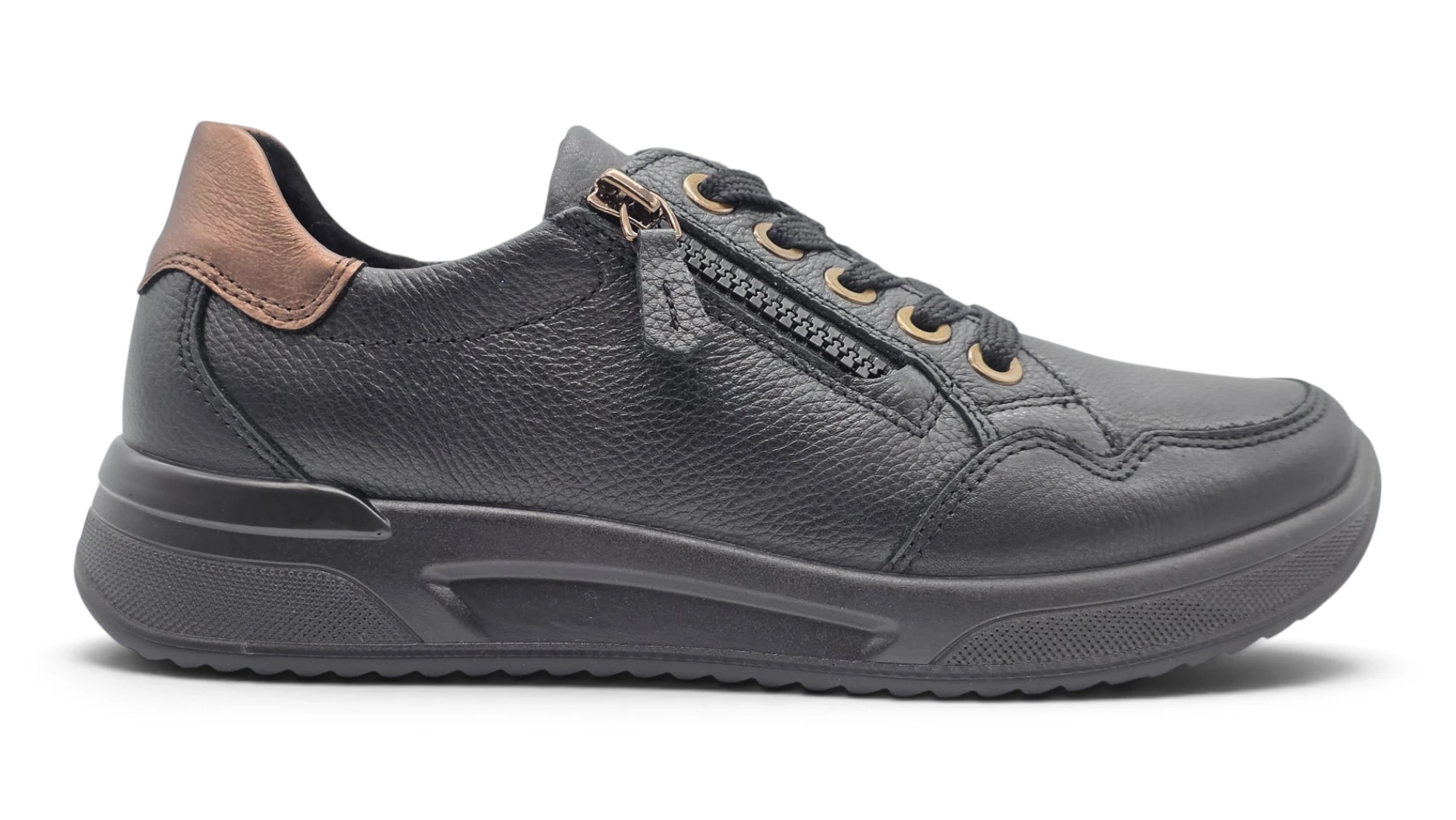 Sneaker ancho Ara mod. 1252604 de Piel en negro