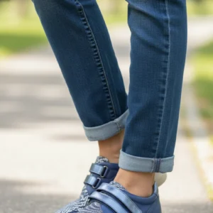 Zapato confort velcro Calzados Reno mod. GINA de Piel Napa Elást en azul
