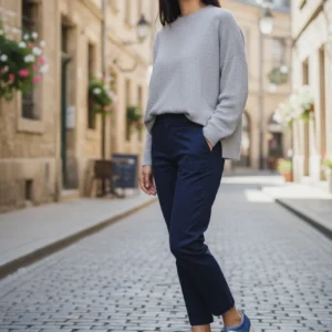 Zapato confort velcro Calzados Reno mod. GINA de Piel Napa Elást en azul