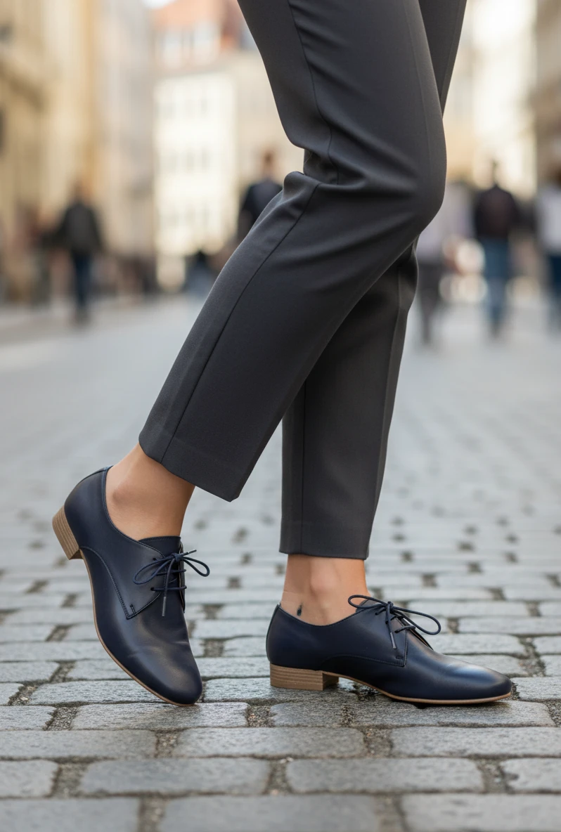 Blucher piel Calzados Reno mod. RUMBA de Piel en azul marino