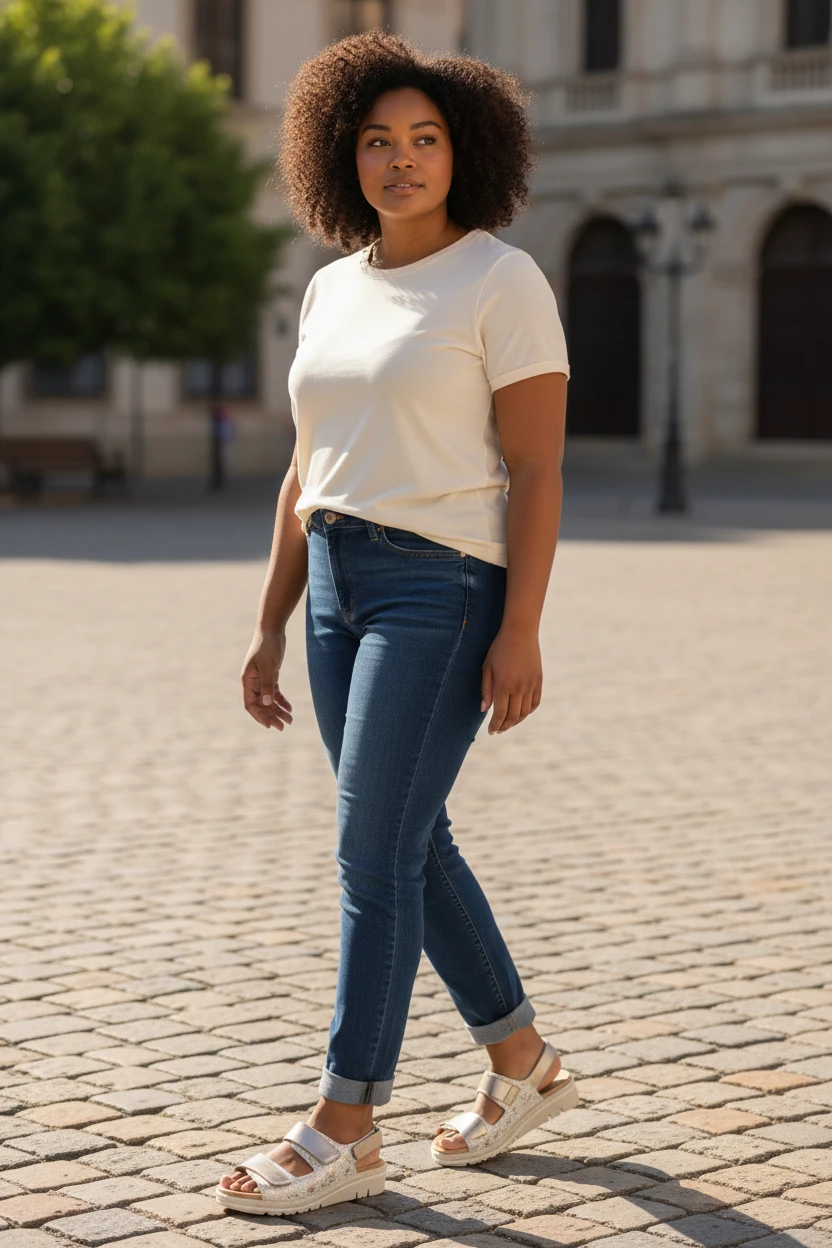 Sandalia confort velcros Calzados Reno mod. 36156 de Piel en oro-beig