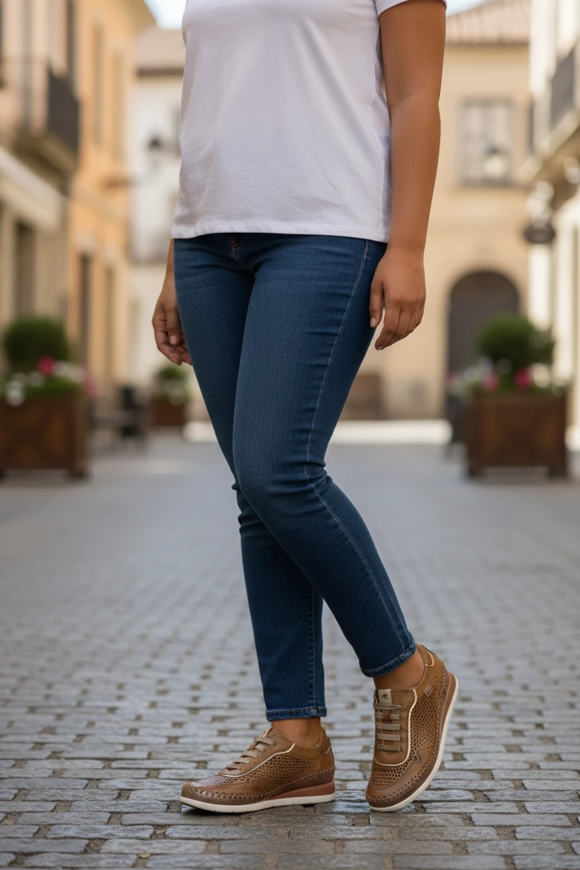 Casual combi picado Fluchos mod. 2143 de Piel en cuero