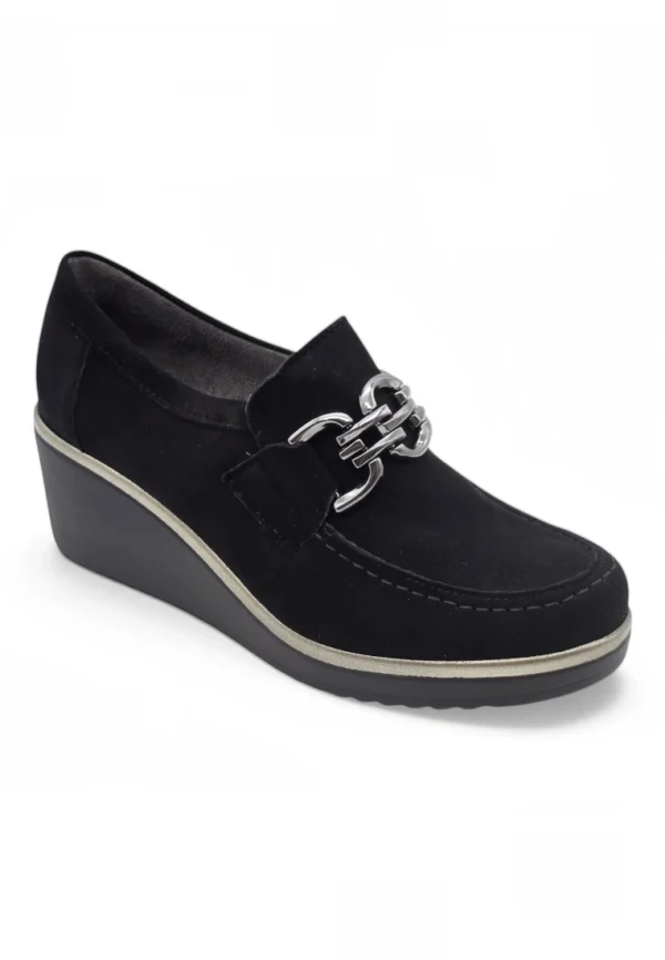 Mocasin cuña Calz. Pitillos S.a. mod. 20350 de Ante en negro - Imagen 2