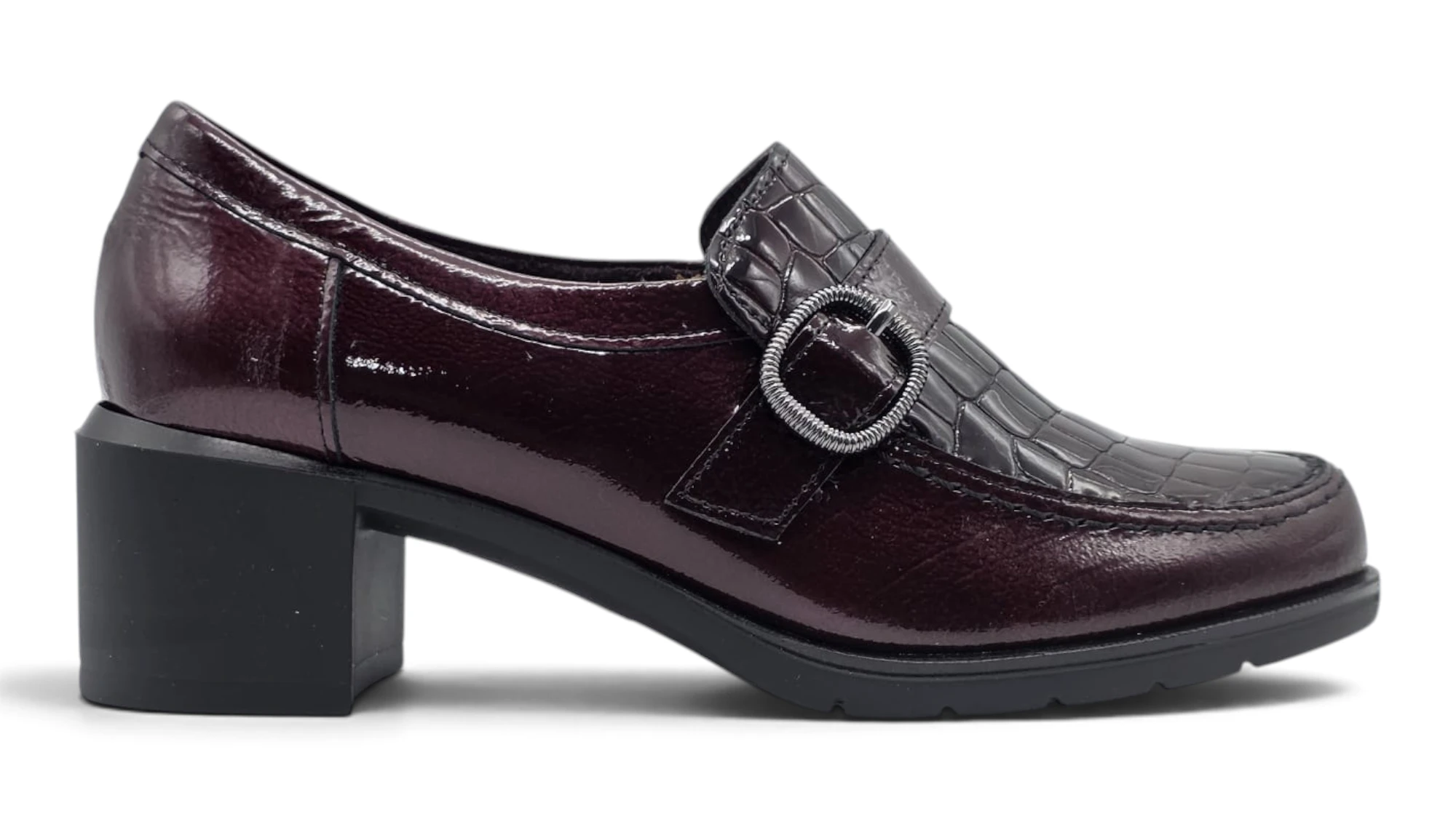 Mocasin tacon Calz. Pitillos S.a. mod. 11622 de Charol en burdeos