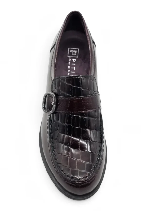 Mocasin tacon Calz. Pitillos S.a. mod. 11622 de Charol en burdeos - Imagen 4